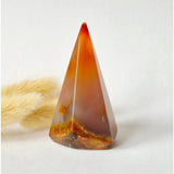 Druzy gray agate standing crystal pyramid by Moonlight Gemstones with orange-brown gradient