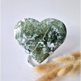 Moonlight Gemstones edelsteen drusy mosagaat hart op metalen standaard, groen, 277 g