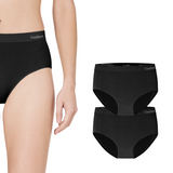 Gaubert naadloze bamboe slips zwart, 2-pack met merk op de tailleband