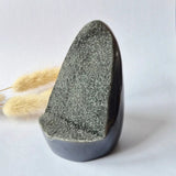 Druzy agaat geode uit Uruguay, 447 g, Moonlight Gemstones, natuurlijke edelsteen met zilveren kristallen