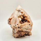 Roze amethist punt, 867 g, half ruw en gepolijst met druzy