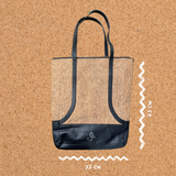 Gissy Kurk en Leer Handtas XL in Oranje, cork-leather tote with dark navy trim and green-goose logo