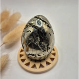 Pyriet edelsteen bol met druzy kristallen, 40–50 mm, hoogwaardig en glanzend