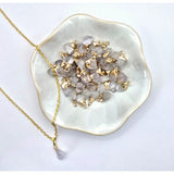 Goudkleurige ketting met ruwe bergkristal hanger 1 cm – Moonlight Gemstones