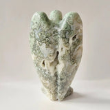 Edelsteen Druzy Mosagaat Engel, 15 cm, ca. 500 g, groen-witte drusy