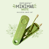 green-goose reusable swab set in speckled green, bio-based cotton swabs and makeup applicator