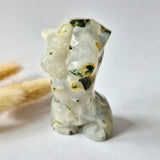 Moonlight Gemstones mosagaat vrouwenbeeldje, 8 cm, handgeslepen edelsteen carving