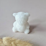 Bear crystal carving in white jade by Moonlight Gemstones