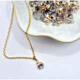 Goudkleurige ketting met hanger van ruwe Herkimer-diamant, 1 cm, Moonlight Gemstones