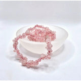 Kristallen Rozenkwarts Edelsteen Chips Armband 19 cm, roze tint, Moonlight Gemstones