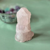 Rozenkwarts Boeddha kristal snijwerk, roze Buddha-beeld van kristal