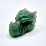 Dragon skull carved from green aventurine, 4 cm, Moonlight Gemstones.