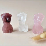 Set van 3 edelsteen vrouwenlichaam bustes (8 cm) in donkerroze, helder en lichtroze.