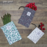 Katoenen broodzakken Cook Concept, set van 3; green-goose merk met blad- en bloemendessin