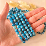 Edelsteen armband met 8mm Blauwe Apatiet kralen, Moonlight Gemstones