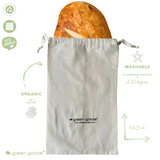 green-goose organic cotton bread bag, natural beige, with loaf inside