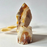 Druzy agaat toren uit Uruguay, 544 g, natuurlijke geode met amberkleurige bandjes – Moonlight Gemstones