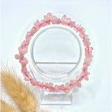 Kristallen Rozenkwarts Edelsteen Chips Armband, Moonlight Gemstones, roze, 19 cm