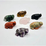 Mini-Edelstein-Schildpad-Set, sieben Schildpadden aus Amethyst und bunten Steinen, je ca. 2,5 cm