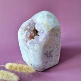 XL amethyst druzy geode freeform by Moonlight Gemstones, pale pink crystals, 1840 g