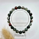 Edelsteen armband met 8mm Afrikaanse Bloedsteen kralen, Moonlight Gemstones, groen met rode vlekken