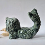 Groene jade zeemeermin beeld, 13 cm, 600–700 g, Moonlight Gemstones