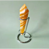 Gele calciet scepter op standaard, 10–13 cm, metalen houder