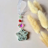 Moonlight Gemstones Willekeurige Edelsteen Kerst Ster Hangers / Suncatchers, turquoise star pendant with mint-green bead