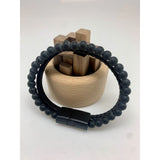 Armband van gevlochten leer en zwarte agaat - Mannelijke look
