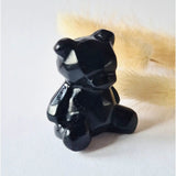 Bear crystal carving, 4 cm, black obsidian, Moonlight Gemstones