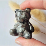 Bear-shaped Edelsteen facet crystal carving Yooperlite, 4 cm, gray marbled stone
