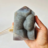 Druzy agaattoren uit Uruguay, 643 g, natuurlijke geode edelsteen