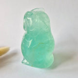 Fluorite owl carving by Moonlight Gemstones, pale green translucent fluorite, 434 g