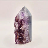 Amethist Agaat Punt Uruguay drusy edelsteen, paarse kristallen, 147 g