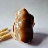 XL Carnelian Flame gemstone, orange-brown polished, 1300g, Moonlight Gemstones