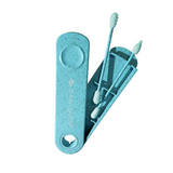 green-goose bio-based cotton swab and makeup applicator set in teal speckled case with 3 tips