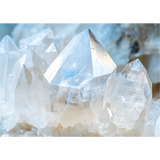 Wenskaart A6 Bergkristal Edelsteen, Moonlight Gemstones, helder kwartscluster