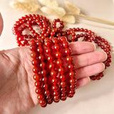 Edelsteen armband met 4 strengen 8mm ronde rode carneool kralen