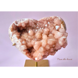 Wenskaart From The Heart pink amethyst crystal heart by Moonlight Gemstones