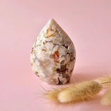 Pink amethyst druzy freeform stone with creamy white marbling