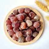 Moonlight Gemstones Strawberry Quartz tumbled hand stones, pink-red, polished 2 cm