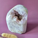 XL pink amethyst druzy geode freeform with open crystal cavity, 1840 g, statement piece