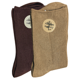 green-goose Bamboe Damessokken, 2 paar geribde sokken in beige en donkerbruin.