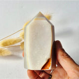 Druzy Agaat Toren uit Uruguay #103 – 194 g, Moonlight Gemstones, witte geode edelsteen