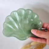 Edelsteen carving schaal schelpvorm, groene fluoriet #28, Moonlight Gemstones
