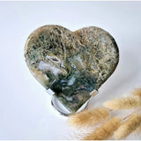 Grote mosagaat druzyhart op metalen standaard, Moonlight Gemstones, 173 gram