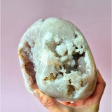 XXL pink amethyst drusy geode by Moonlight Gemstones, pale crystal interior, 2776 g