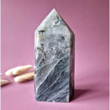 Labradorite tower by Moonlight Gemstones, XL purple rainbow flash, 933g