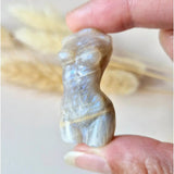 Moonstone goddess carving of a female torso, 3–4 cm, Moonlight Gemstones
