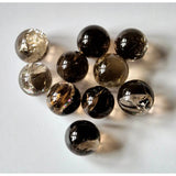 Rainbow Smokey Quartz crystal spheres, 1.5–2 cm each, clear with rainbow inclusions, set of 12